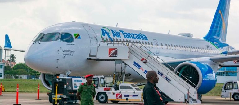 Air Tanzania's Airbus A220. The national carrier is weighing its options in bridging the emerging service gap caused by the grounding of its Airbus A220 fleet due to engine problems. PHOTO | COURTESY