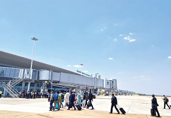 Passengers arrive at Kenneth Kaunda airport