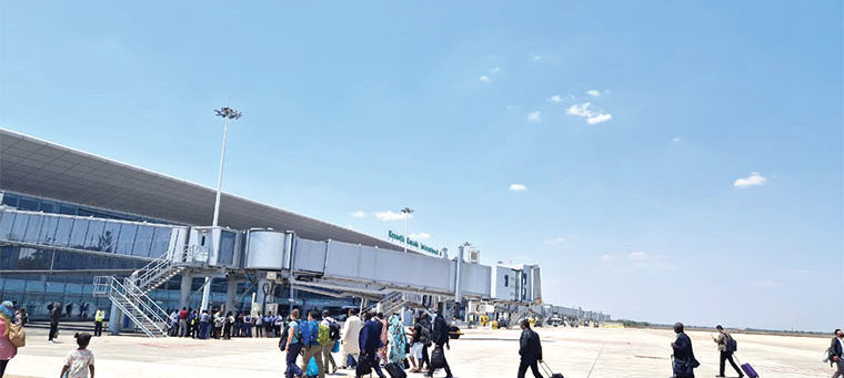 Passengers arrive at Kenneth Kaunda airport