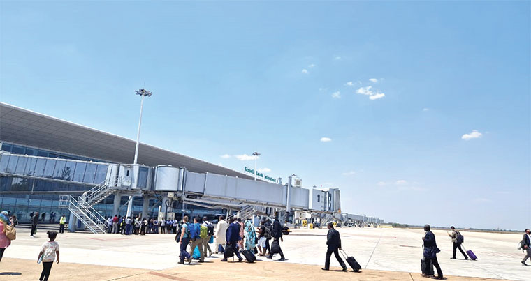 Passengers arrive at Kenneth Kaunda airport